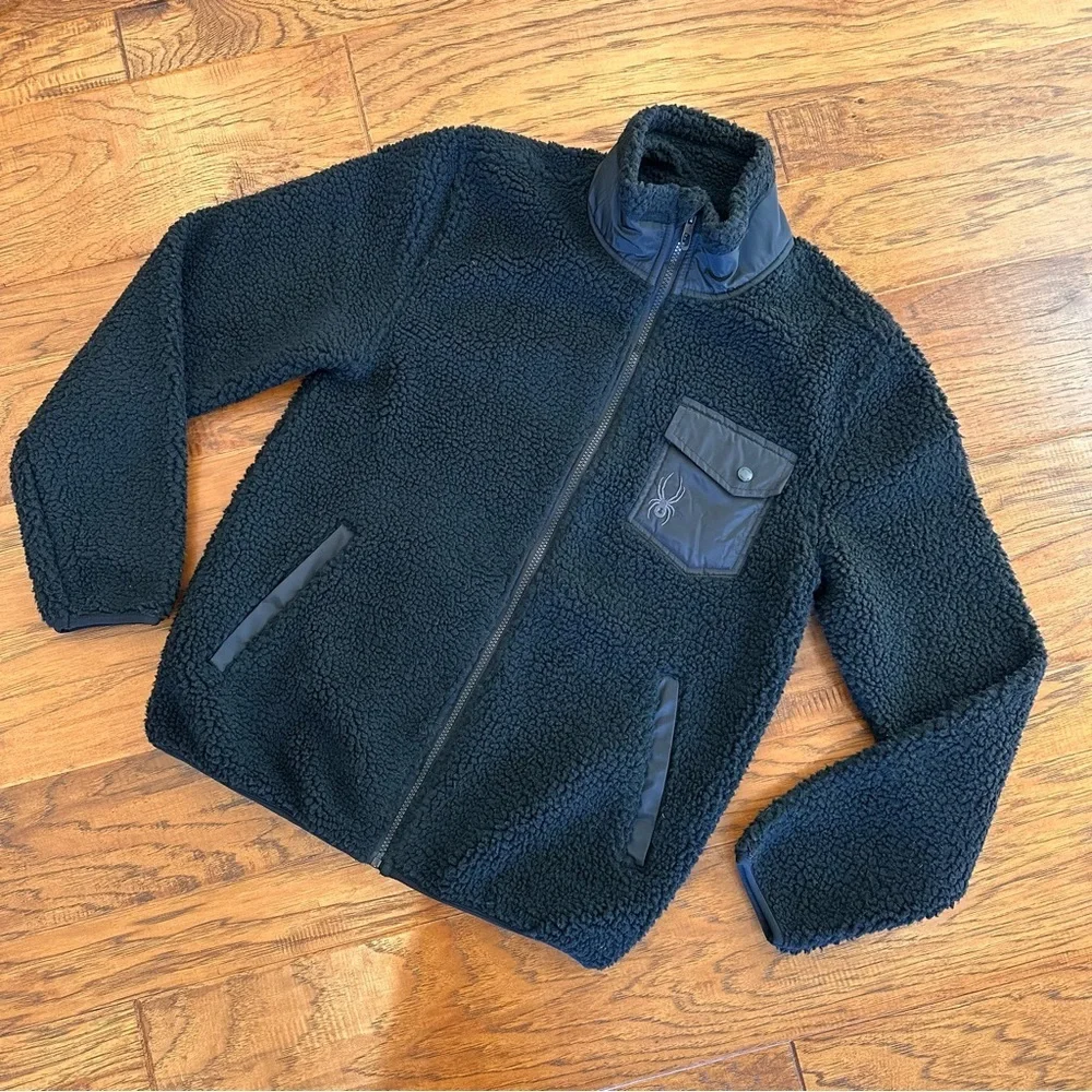 Spyder Men’s Full Zip Black Fleece Jacket Size Small NWT! - Picture 2 of 6